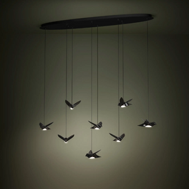 Hanglamp Paratebueno 8-lichts zwart ovaal