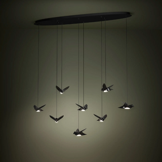 Hanglamp Paratebueno 8-lichts zwart ovaal
