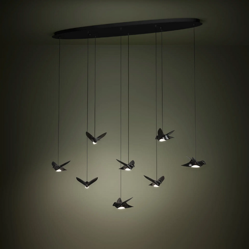 Design hanglamp Paratebueno 8-lichts zwart ovaal