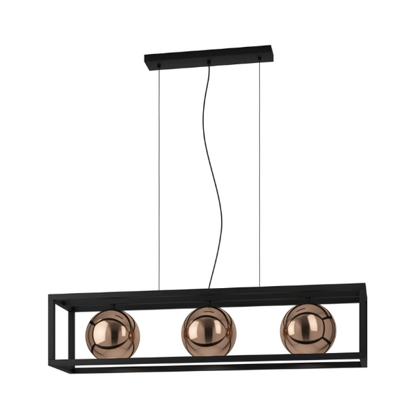 Stars of Light Hanglamp Cordoba 3-lichts zwart frame en koper glas