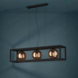 Hanglamp Cordoba 3-lichts zwart koper