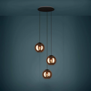 Stars of Light Moderne hanglamp Cordoba 3-lichts getrapt koper glas