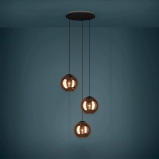 Hanglamp Cordoba 3-lichts getrapt koper