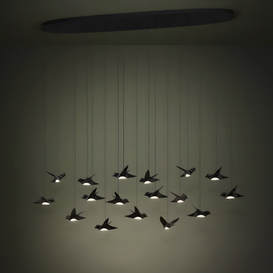 Hanglamp Paratebueno 17-lichts zwart ovaal