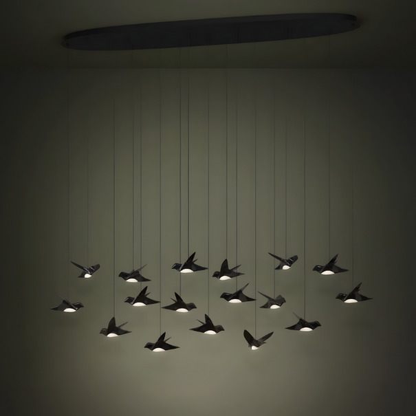 Stars of Lights Design hanglamp Paratebueno 17-lichts zwart ovaal