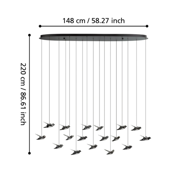 Stars of Lights Design hanglamp Paratebueno 17-lichts zwart ovaal