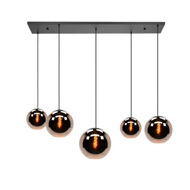 Stars of Light Moderne hanglamp Cordoba 5-lichts koperkleurig glas