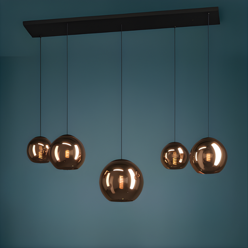 Moderne hanglamp Cordoba 5-lichts koperkleurig glas