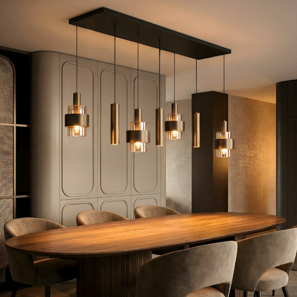 Highlight Moderne Hotel chique hanglamp Marrone 7-lichts brons