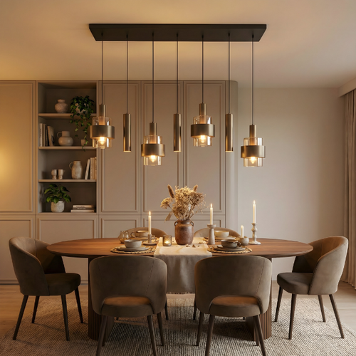 Moderne Hotel chique hanglamp Marrone 7-lichts brons