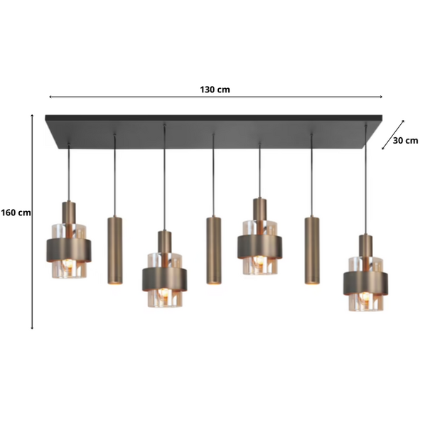 Highlight Moderne Hotel chique hanglamp Marrone 7-lichts brons
