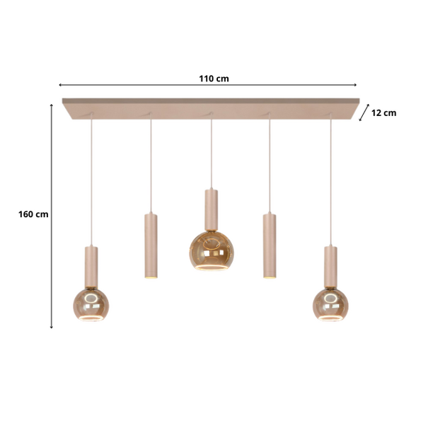 Highlight Modern Scandinavische hanglamp Locarno 5-lichts 110 cm zand
