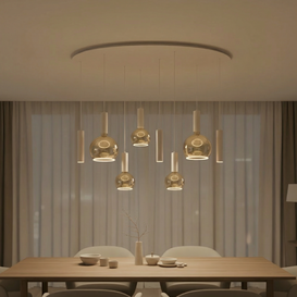 Hanglamp Locarno 8-lichts ovaal zand