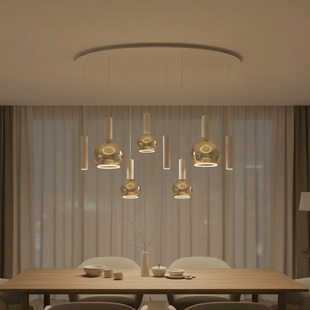 Hanglamp Locarno 8-lichts ovaal zand