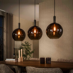 BelaLuz Modern hotel chique hanglamp Luna 3-lichts Sienna brown