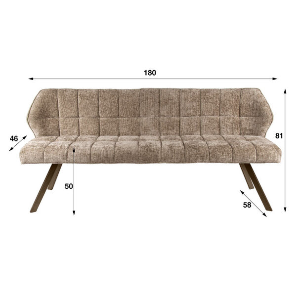 BelaLuz Eetkamerbank Axis Hoven champagne brons onderstel