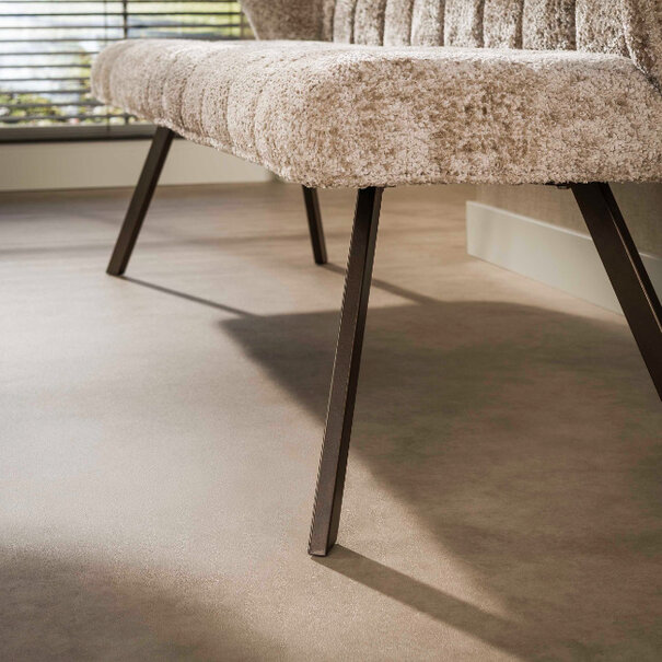 BelaLuz Modern hotel chique eetkamerbank Axis Alura zand brons onderstel