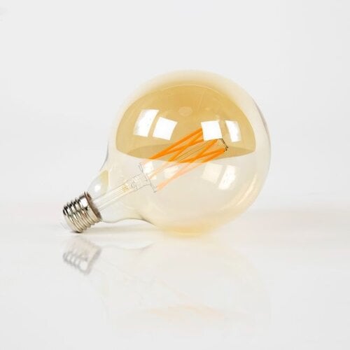 Lichtbron E27 LED 6W Ø12,5 cm bol Filament Amber Dimbaar