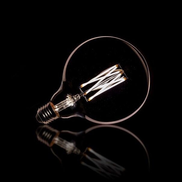 BelaLuz Lichtbron E27 LED 8W Ø12,5 cm Bol Filament titanium Dimbaar