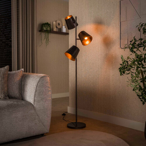 Modern industriële vloerlamp Tigris 3-lichts Urban brown