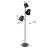 BelaLuz Modern industriële vloerlamp Tigris 3-lichts Urban brown