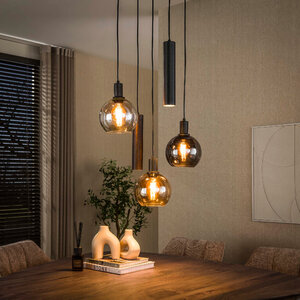 BelaLuz Moderne hanglamp Poly 5-lichts getrapt charcoal