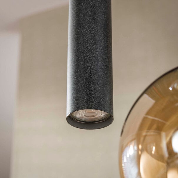 BelaLuz Moderne hanglamp Poly 5-lichts getrapt charcoal