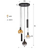 BelaLuz Moderne hanglamp Poly 5-lichts getrapt charcoal
