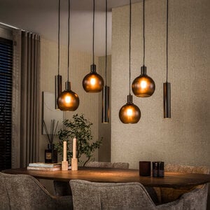 BelaLuz Hanglamp Waze 7-lichts Sienna brown met frosted glas