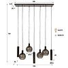 BelaLuz Hanglamp Waze 7-lichts Sienna brown met frosted glas