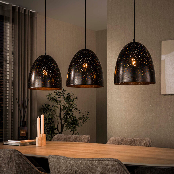 BelaLuz Modern industriële Hanglamp Monte 3-lichts Urban brown