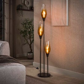 Vloerlamp Mara 3-lichts Sienna brown gold shaded glass