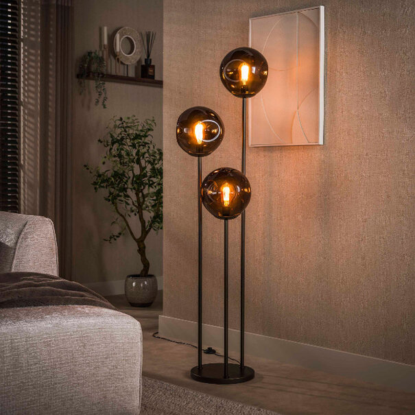 BelaLuz Modern hotel chique vloerlamp Soraya 3-lichts Sienna brown