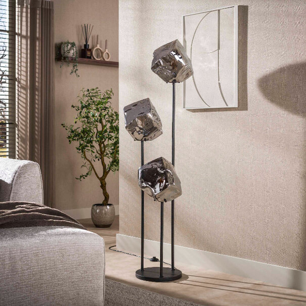 BelaLuz Modern design vloerlamp Ice Cube 3-lichts chrome glas