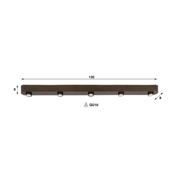 BelaLuz Modern minimalistische opbouwspot Bar 5-lichts Sienna brown