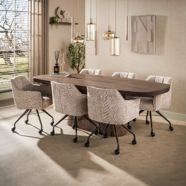 BelaLuz Modern hotel chique hanglamp Iselle 7-lichts beige