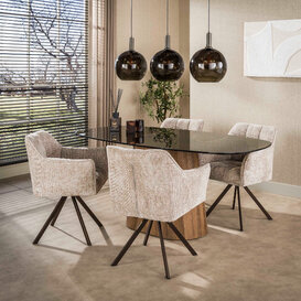 Eetkamertafel Preto brons glas Deens ovaal 180 cm