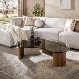 Salontafel Preto organisch 130 cm brons glas