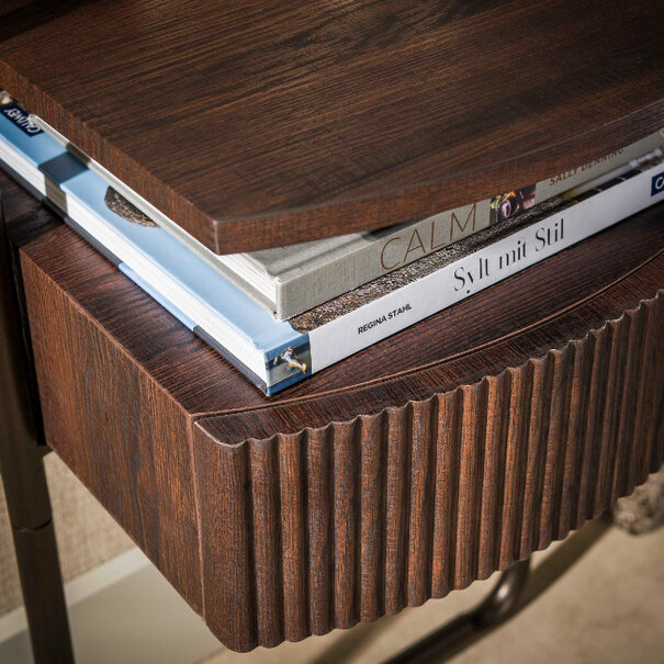 BelaLuz Hotel chique modern nachtkastje Seth 1-lade donkerbruin eikenhout