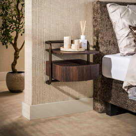 Nachtkastje Seth zwevend 1-lade donkerbruin eikenhout