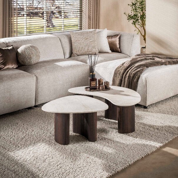 BelaLuz Moderne salontafel Sierra set van 2 Taj Mahal organisch