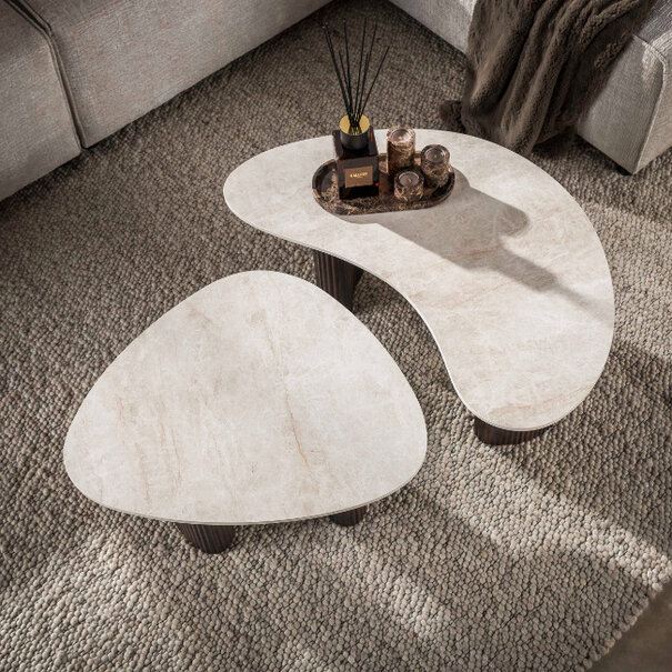 BelaLuz Moderne salontafel Sierra set van 2 Taj Mahal organisch