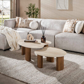 Salontafel Lorenzo set van 2 travertin organisch