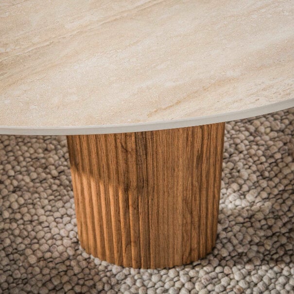 BelaLuz Modern Japandi salontafel Lorenzo set van 2 travertin organisch