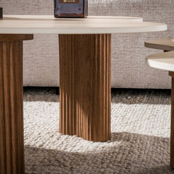BelaLuz Modern Japandi salontafel Lorenzo set van 2 travertin organisch