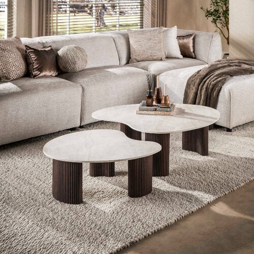 Moderne salontafel Sierra set van 2 Taj Mahal organische kiezelvorm