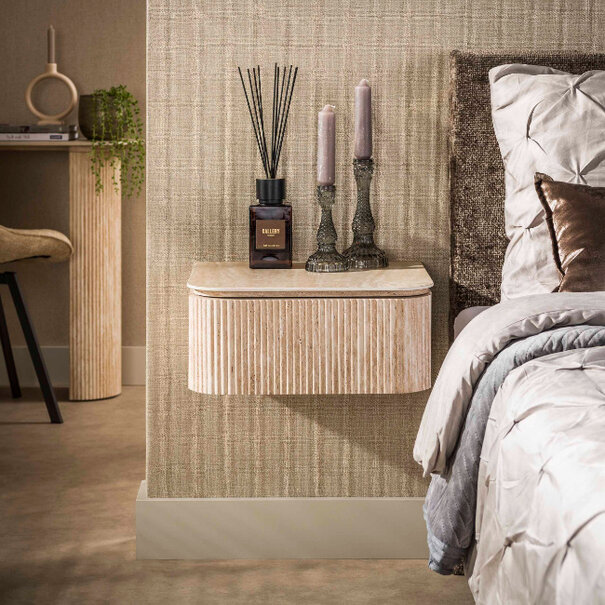 BelaLuz Hotel chique modern nachtkastje Romano zwevend 1-lade travertin