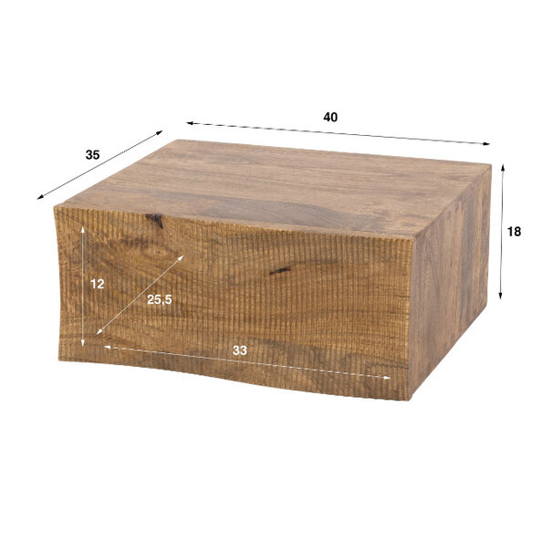 BelaLuz Landelijk design nachtkastje Tide zwevend 1-lade zandkleurig mangohout