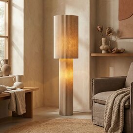 Vloerlamp Renate 2-lichts linnen 140 cm