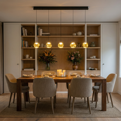 Modern design hanglamp Melina 5-lichts goud